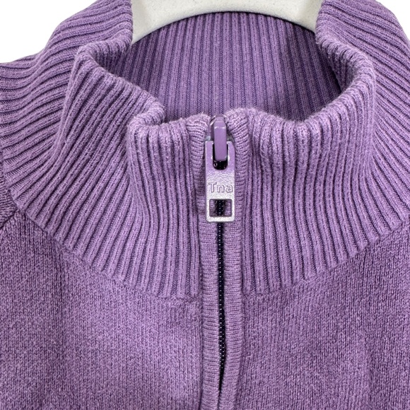 TNA (Aritzia) | Full-zip Cotton Knit Sweater | S | Purple | Athleisure | Casual - Picture 4 of 15